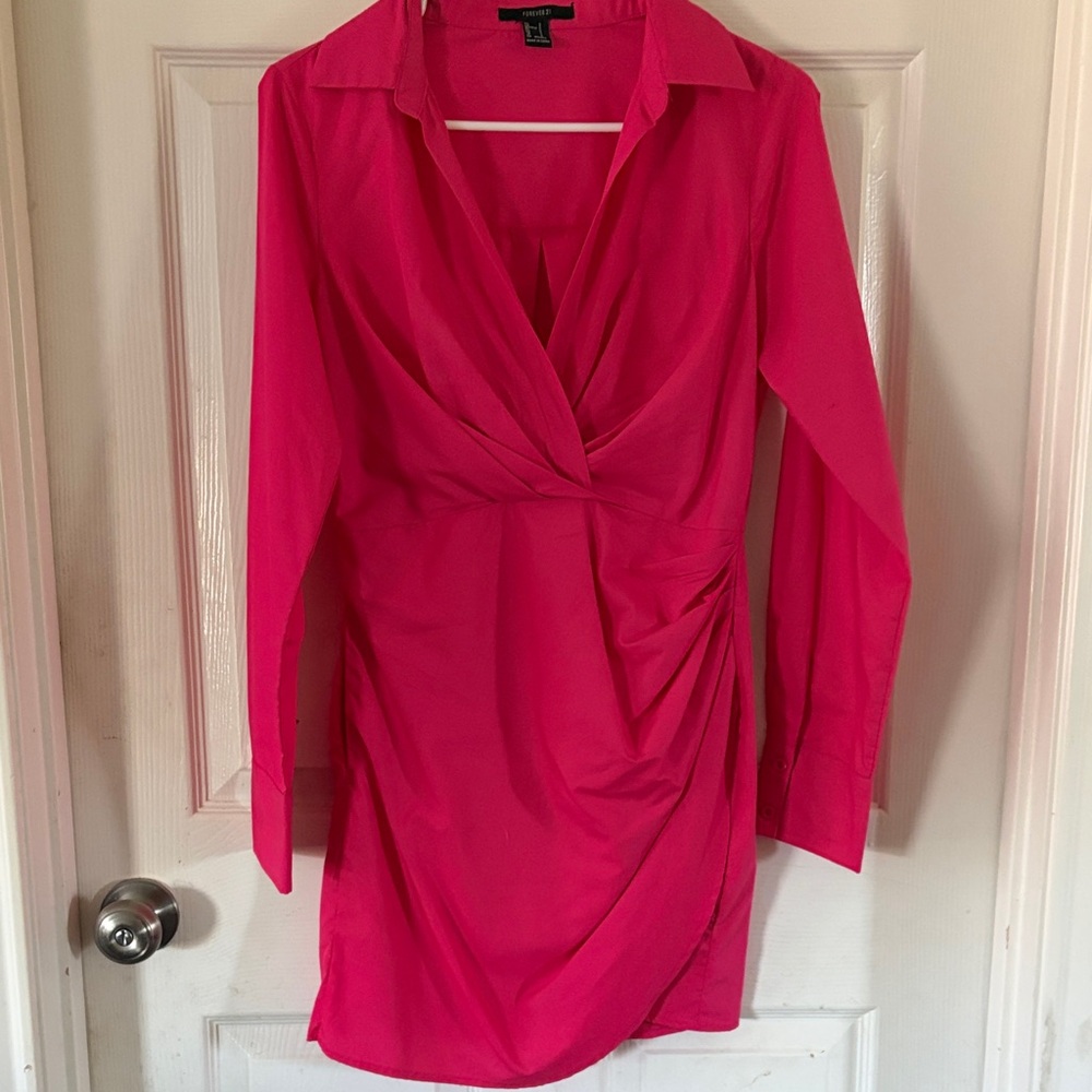 Forever 21 Fuchsia Long Sleeve Dress